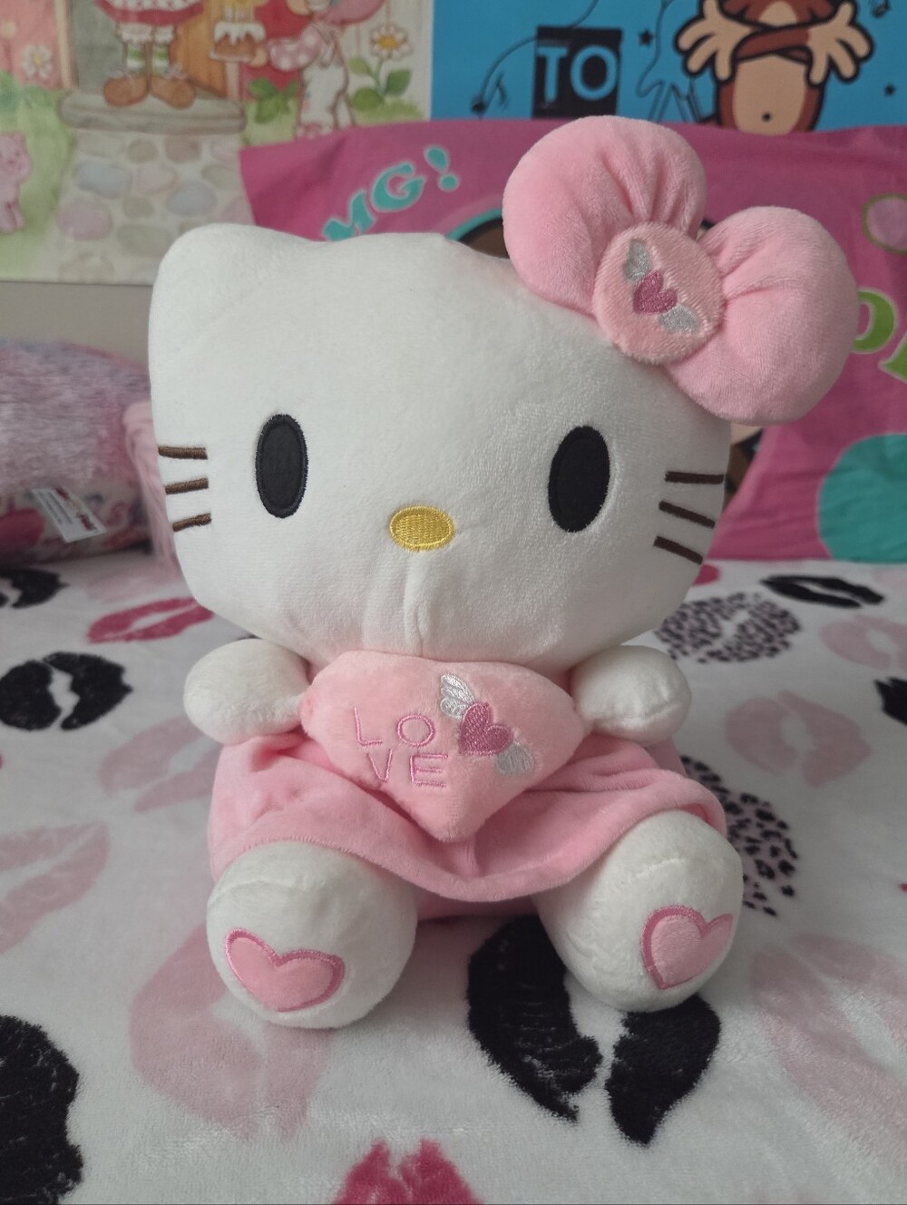Hello Kitty Plush with Pink Dress and Heart